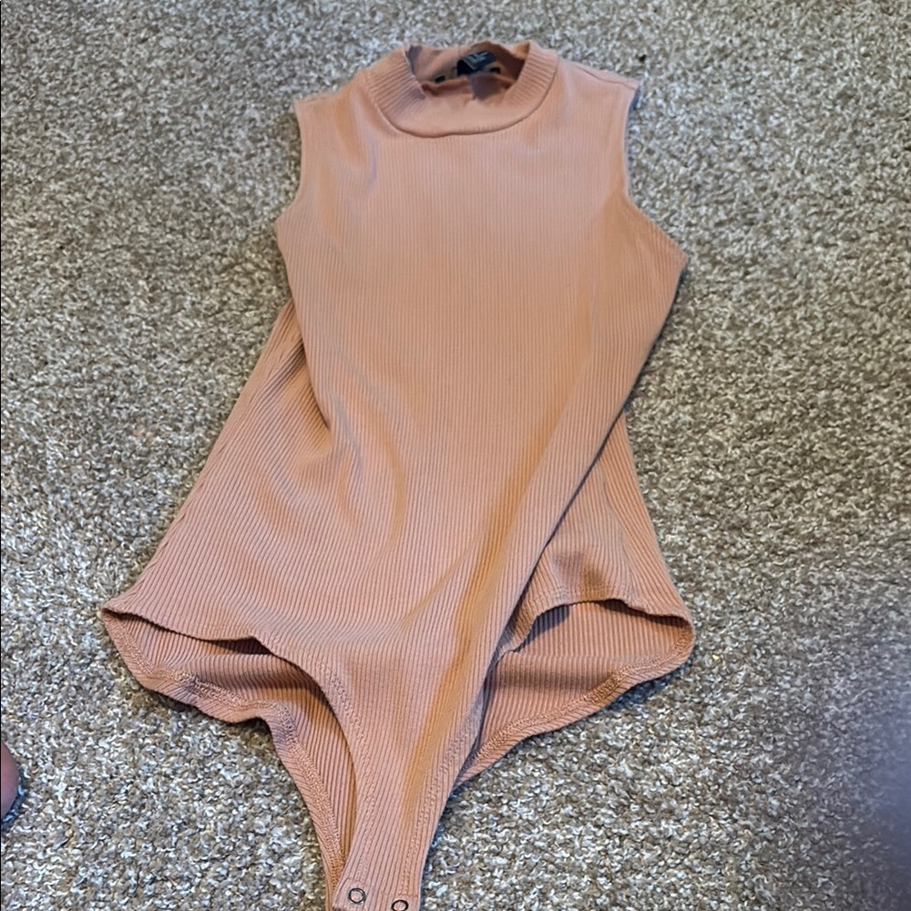 Forever 21 Tan High Neck Bodysuit